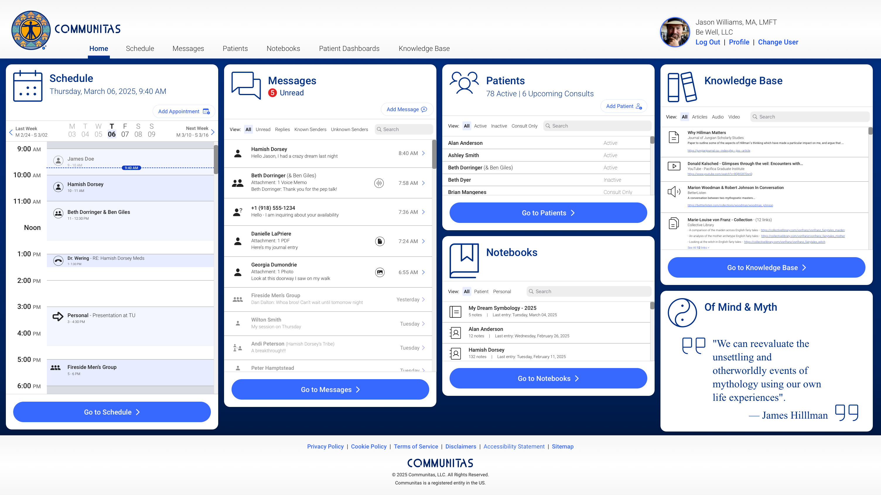 Communitas Therapists' Dashboard